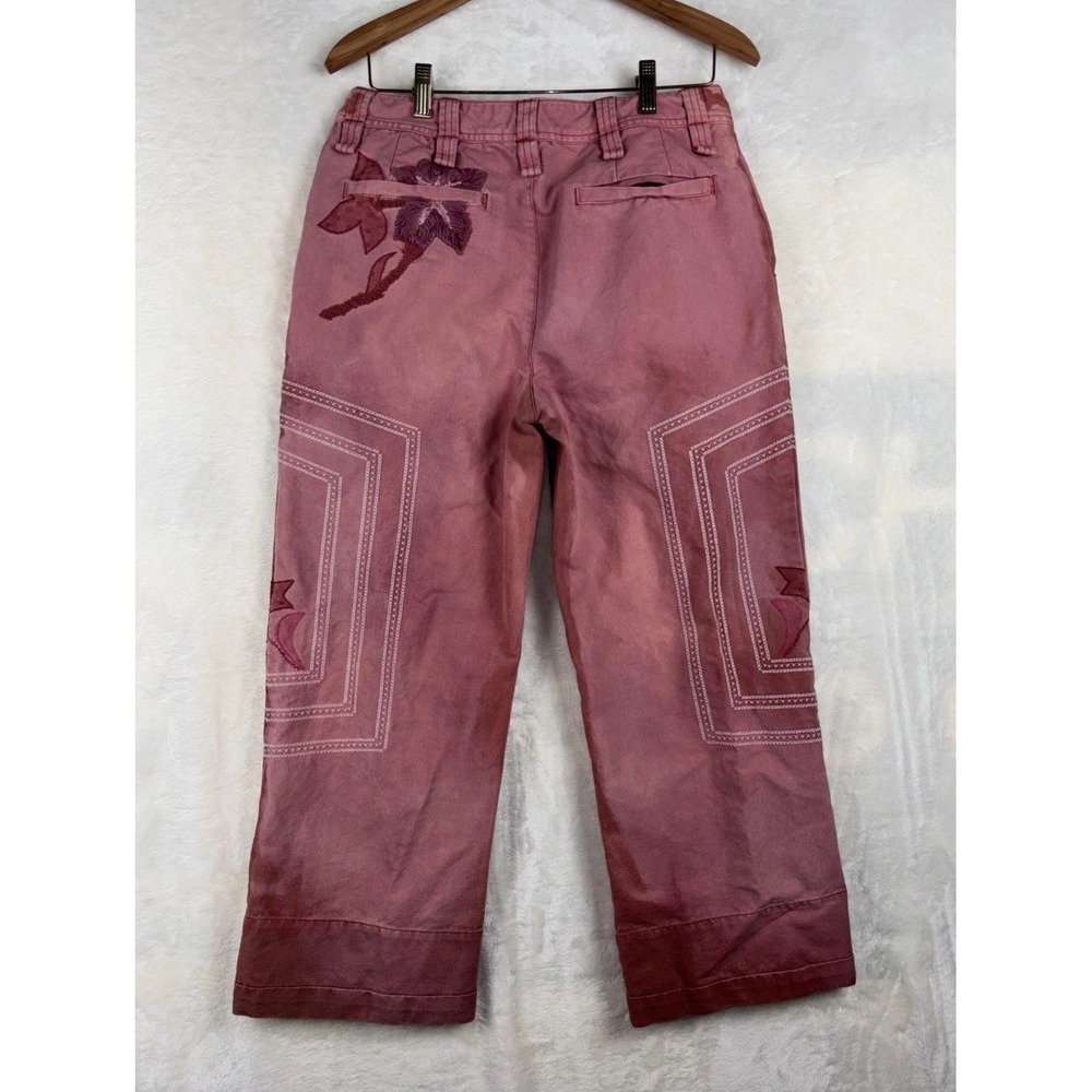 Free People We The Free Electric Sands Floral Embroidered Cropped Pants 8 Auburn - Picture 13 of 13